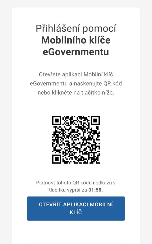 Přihlášení mobilní klíč